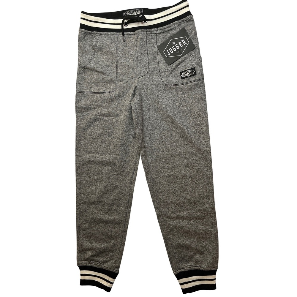 Brooklyn Cloth Jogger Pants Heather Gray Knit Athletic Striped Trim‎ Kids M